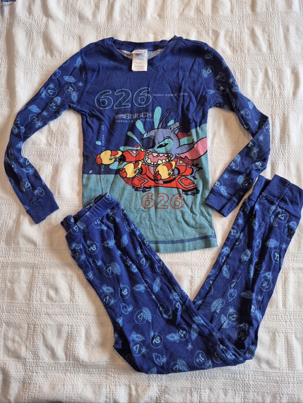 Disney boys Large or 10/12 Stitch long sleeve pajama set GUC for fade